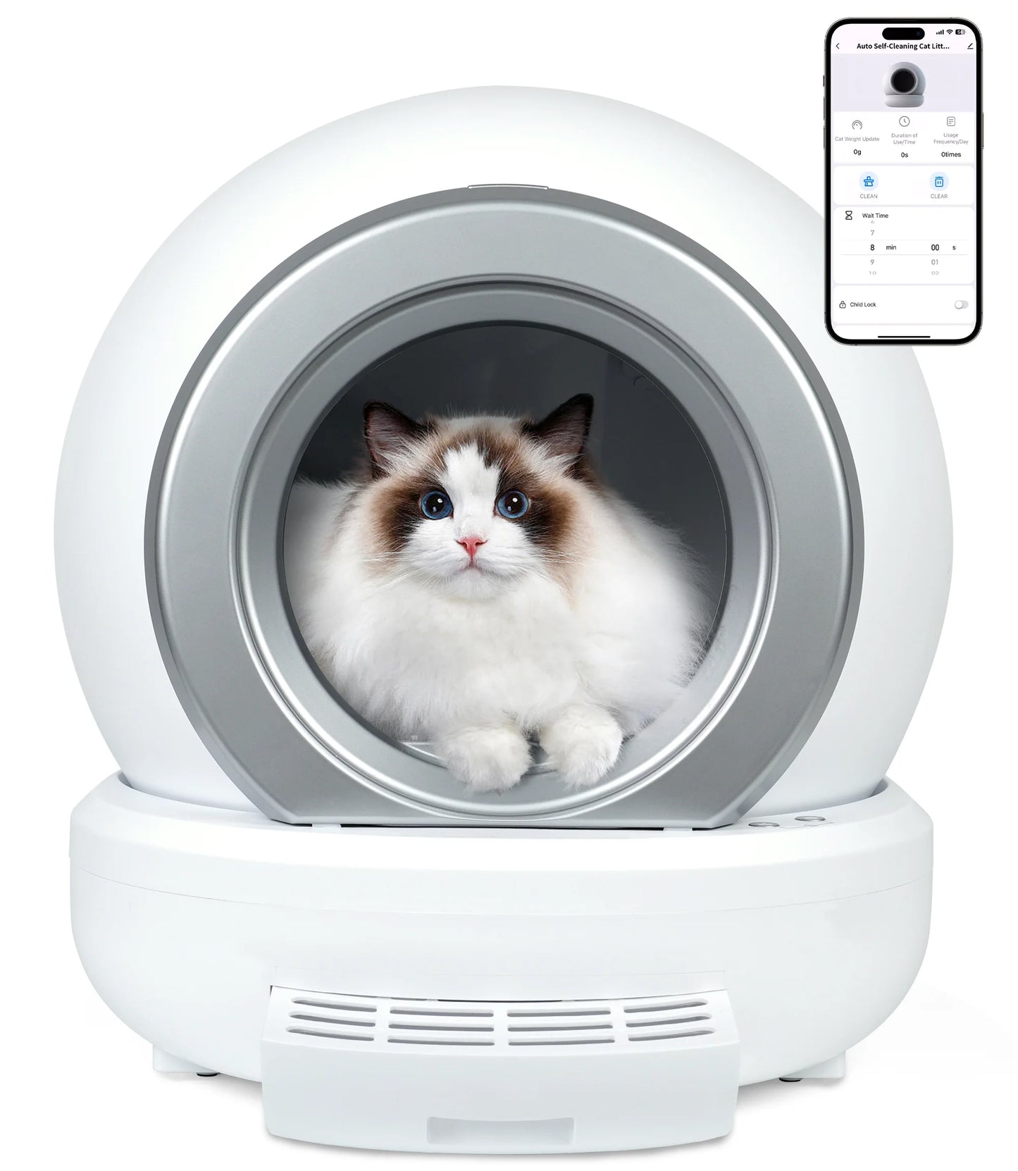 CLEANCAT - E1 | Litière autonettoyante pour chat 65L